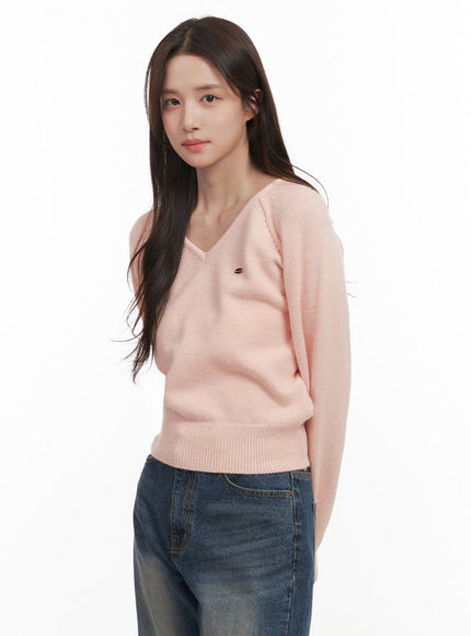 Comfort V-Neck Crop Sweater IJ510