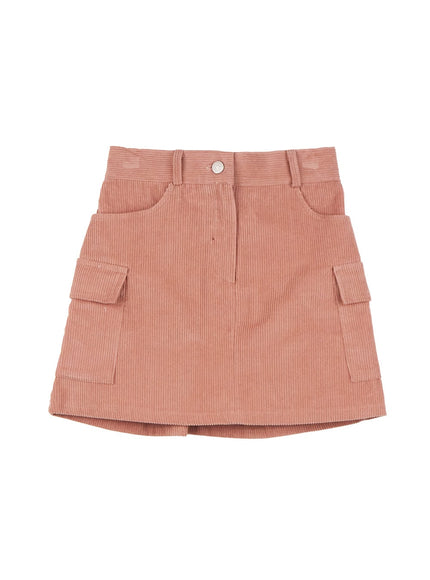 Corduroy Cargo Mini Skirt IJ510