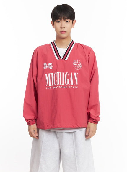 Men's Graphic V-Neck Windbreaker Sweatshirt  IM528