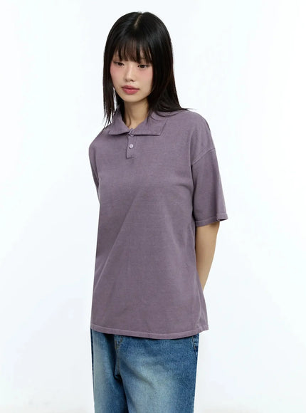 oversized-short-sleeve-polo-shirt-iu523 / Purple