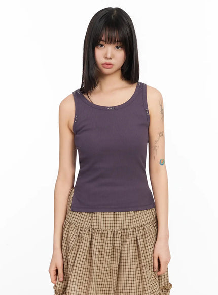 stud-detail-ribbed-tank-ia523 / Purple