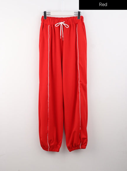 side-stripped-sweatpants-is322 / Red