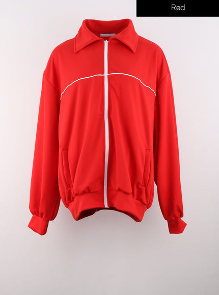 collared-zip-up-hoodie-is322 / Red