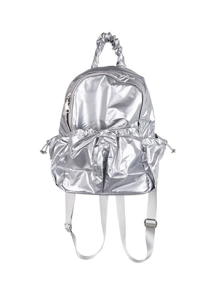 casual-ribbon-mini-backpack-ij510 / Silver