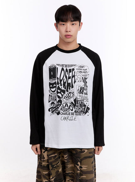 Men's Raglan Graphic Cotton Long Sleeve Tee IM512