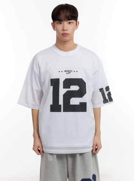 Men's Oversized Graphic Mesh T-Shirt IA504