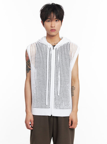 Men's Mesh Zip-Up Hooded Vest IY508