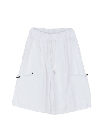 mens-nylon-wide-fit-pocketed-shorts-iy522 / White