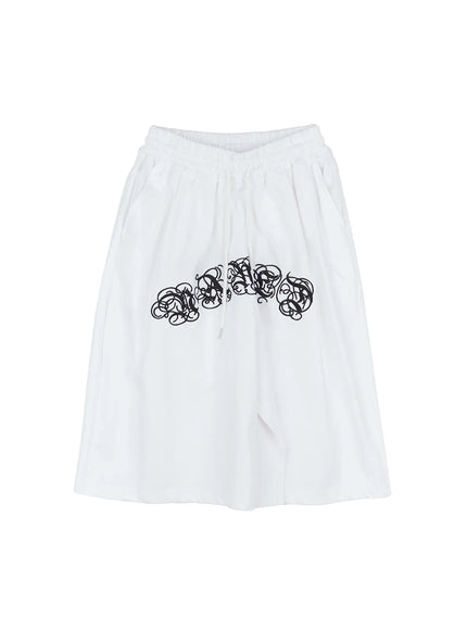mens-embroidered-graphic-sweat-shorts-iu518 / White