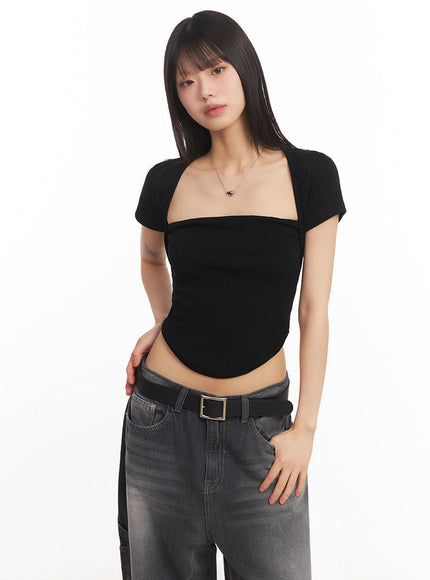 slim-fit-bolero-crop-tee-ia528 / Black