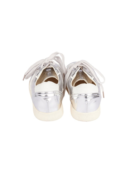 Silver Faux Leather Sneakers IM514