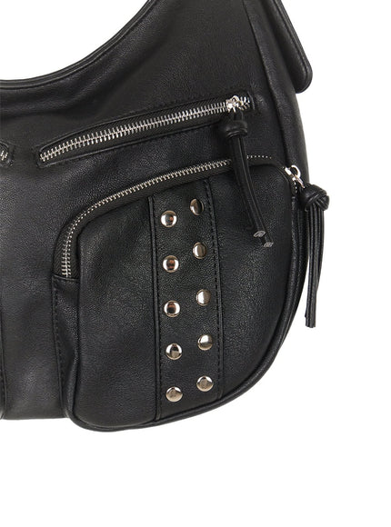 Stud Pocket Faux-Leather Shoulder Bag IY502