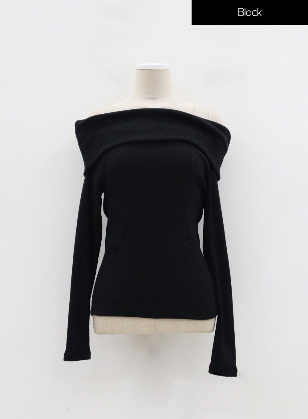 Ribbed Knit Off-Shoulder Top IJ318