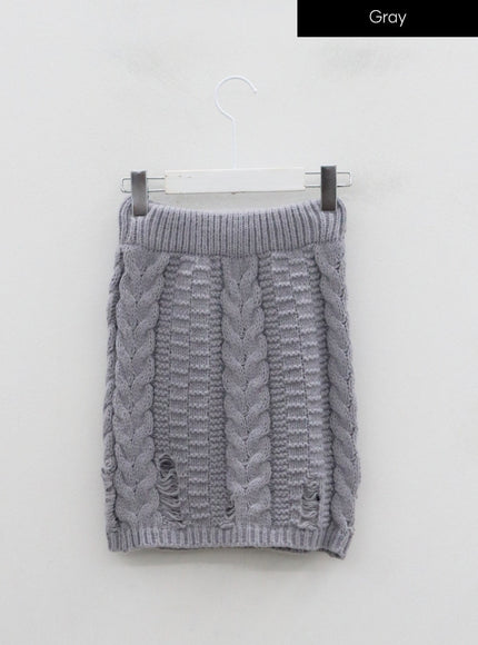 Twist Pattern Ripped Pencil Mini Skirt IN08
