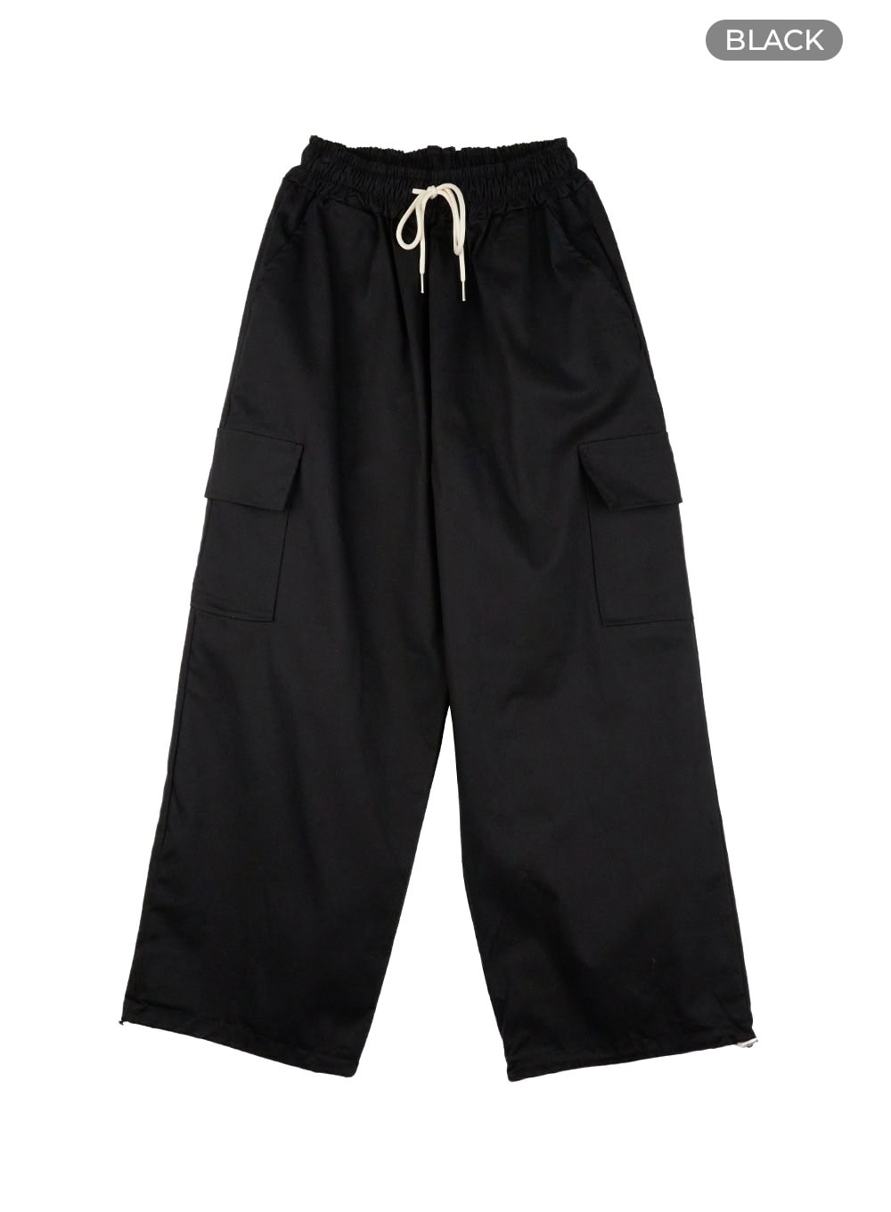 banded-string-baggy-cargo-pants-il419 / Black