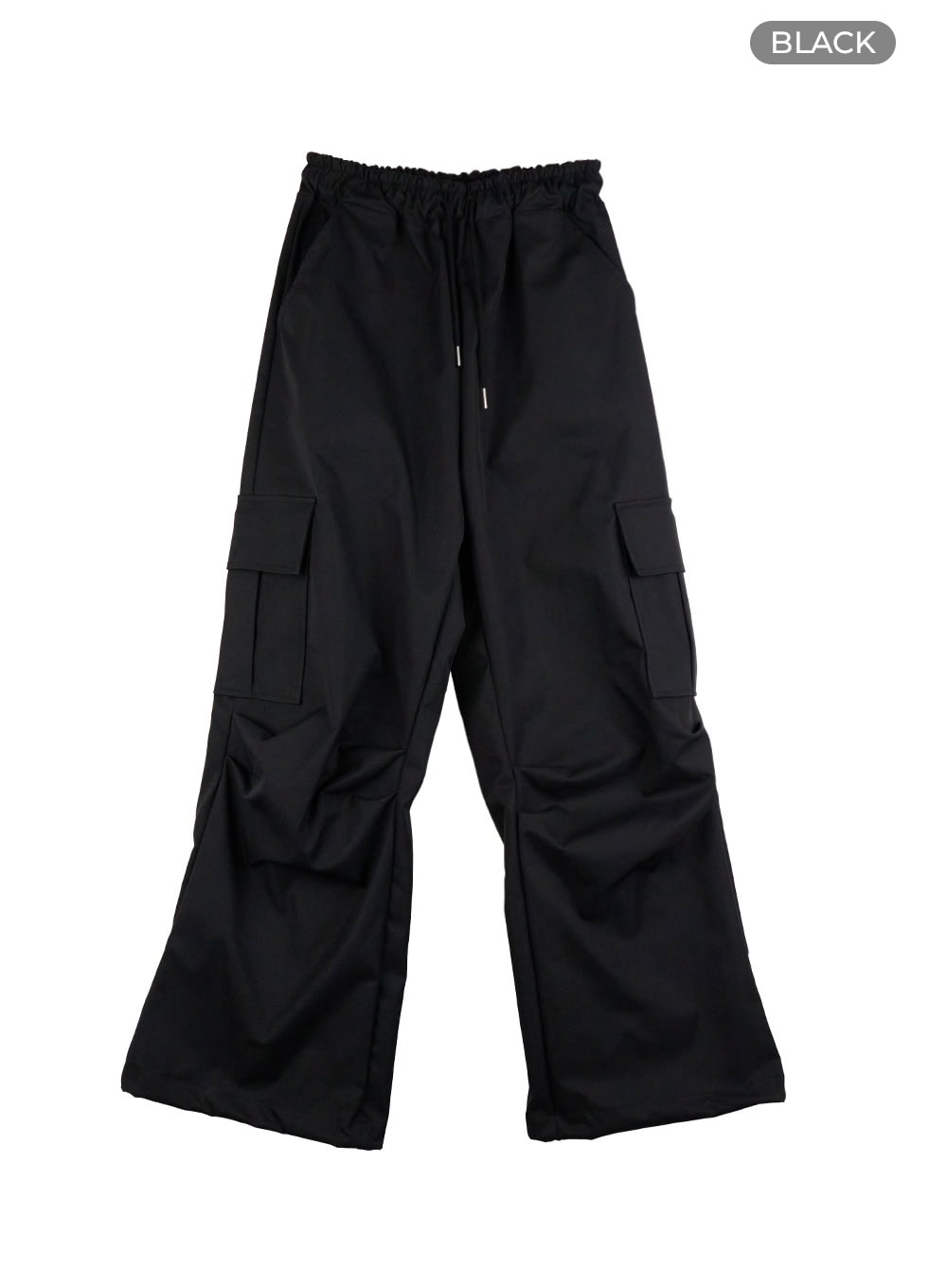 cargo-pintuck-wide-leg-pants-is402 / Black
