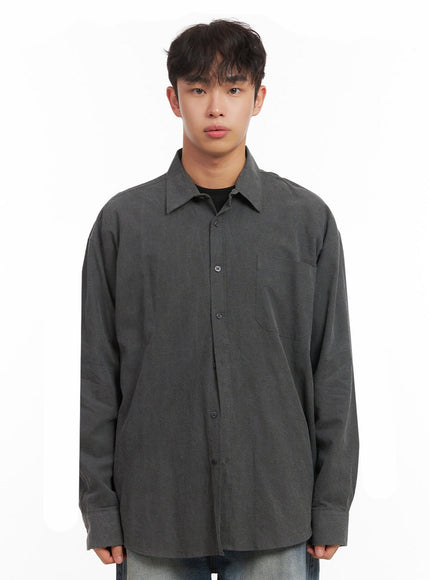 mens-washed-oversized-collar-shirt-id427 / Black