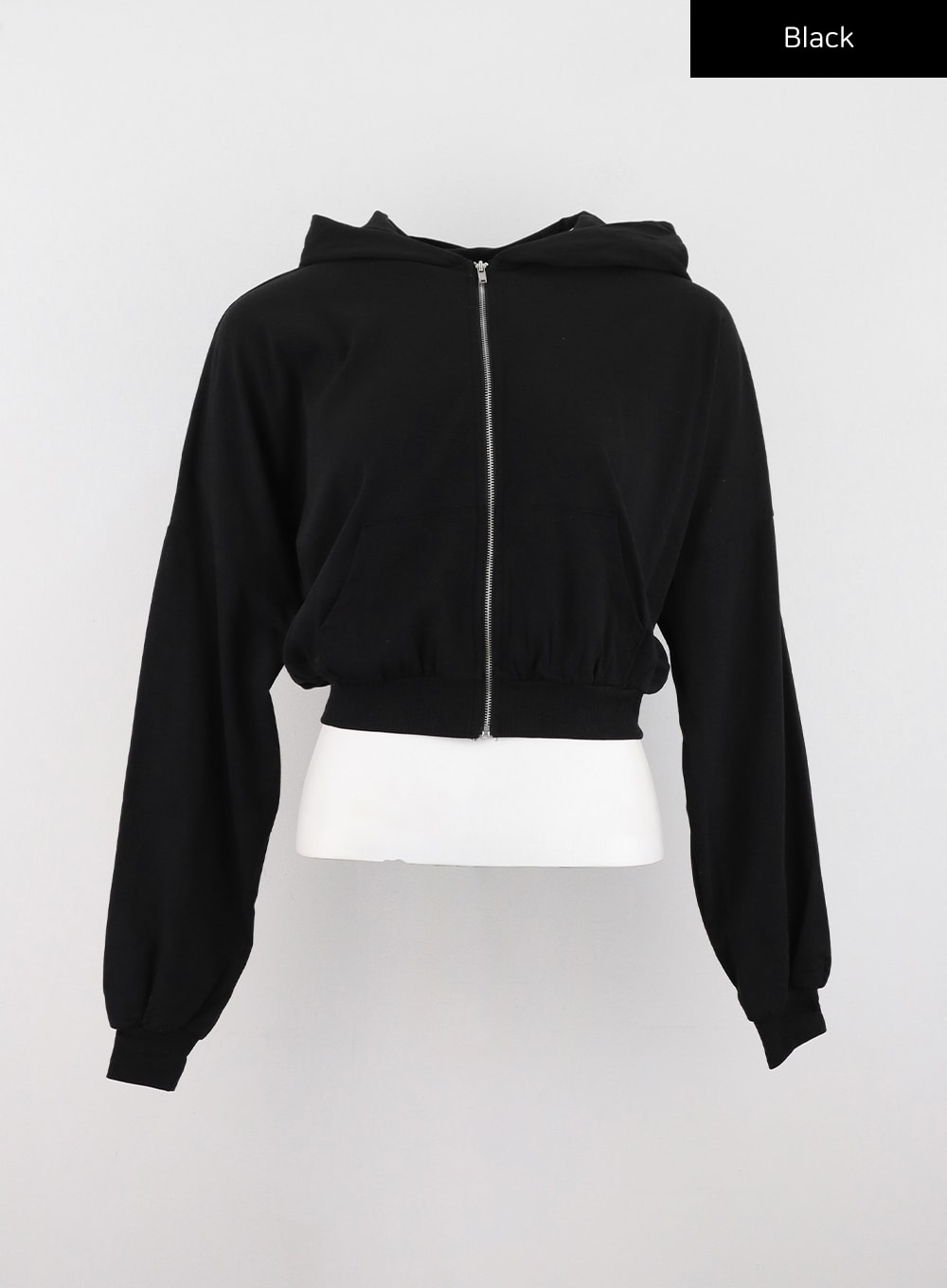 crop-hoodie-zip-up-io326 / Black