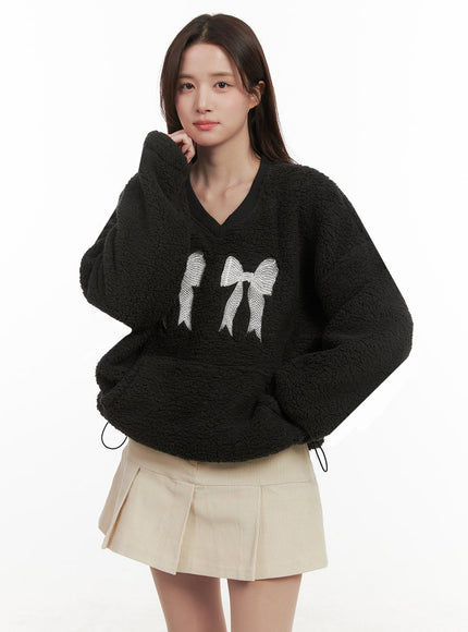 Furry Sweetheart Ribbon Sweatshirt IJ510