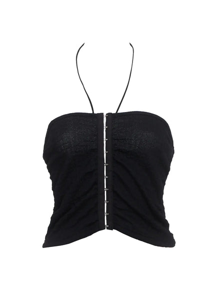hook-front-halter-crop-top-ic503 / Black