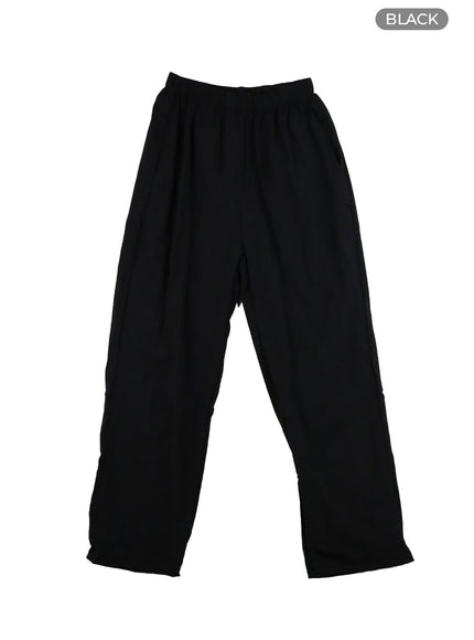 mens-nylon-wide-leg-pants-iy410 / Black