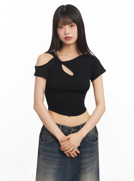 Asymmetric Cut-Out Crop Top IY502