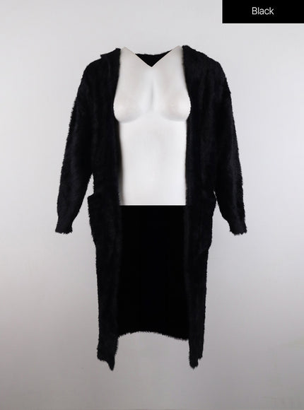 faux-fur-hooded-loungewear-cardigan-id313 / Black