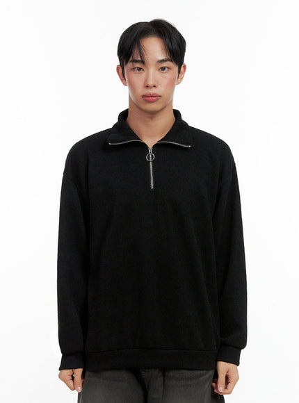 mens-knit-half-zip-sweater-in426 / Black