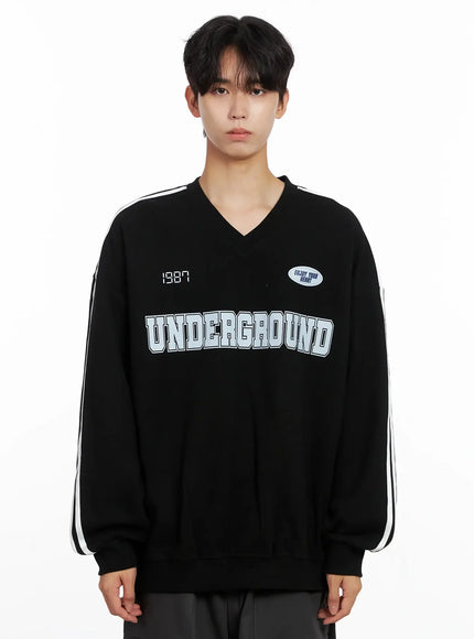 Men's Graphic V-Neck Sweatshirt IO516