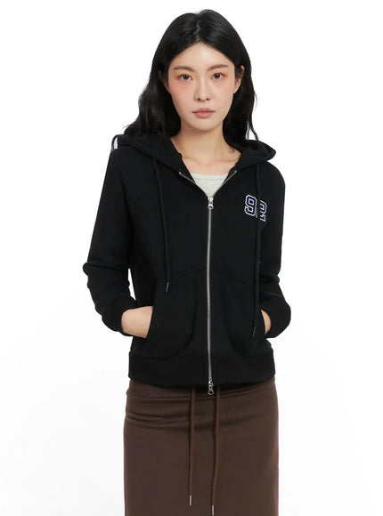 graphic-fleece-zip-up-hoodie-in528 / Black