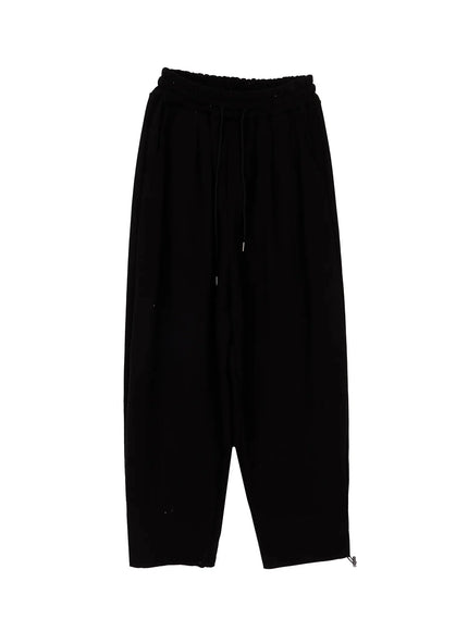studded-cross-baggy-sweatpants-iy501 / Black