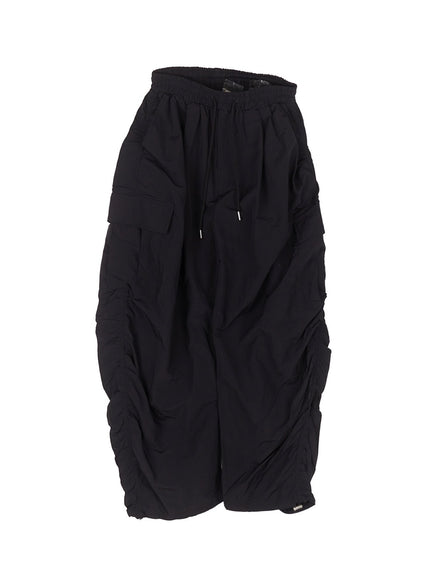adjustable-nylon-cargo-pants-iu509 / Black