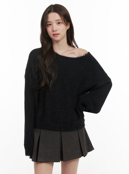 Cozy Boat-Neck Oversized Sweater IJ510