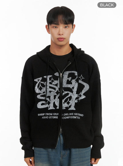 mens-street-style-hoodie-knit-is419 / Black