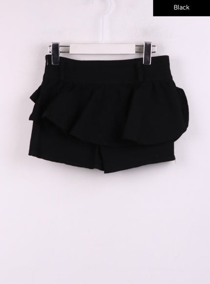 pleated-denim-mini-skort-ij430 / Black