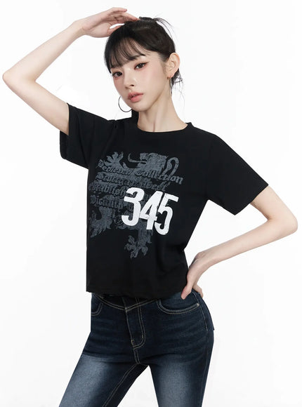 graphic-crop-tee-iy511 / Black