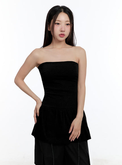 shirred-strapless-mini-dress-iu509 / Black