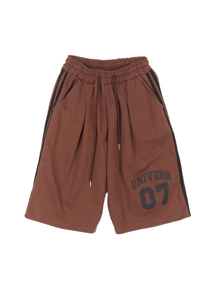 mens-striped-wide-fit-sweatshorts-iy520 / Brown