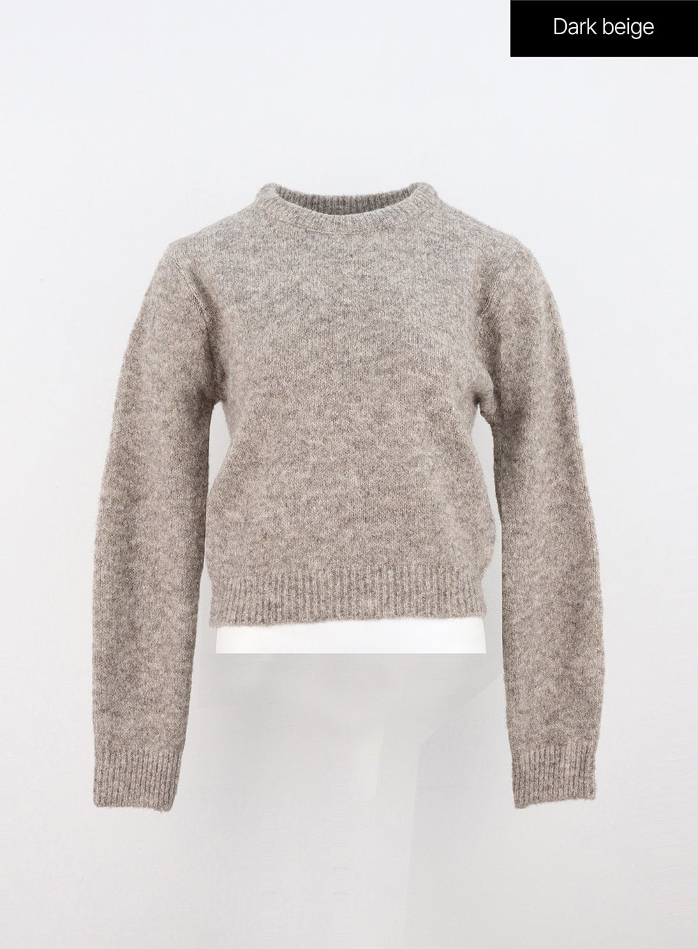 crew-neck-knit-sweater-in308 / Dark beige