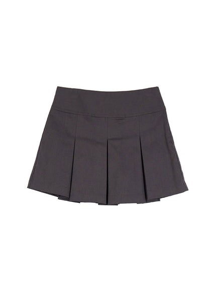 classic-pleated-mini-skirt-if505 / Dark gray