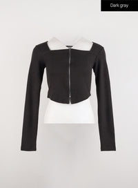 wool-blend-zip-up-streetwear-cardigan-id305 / Dark gray