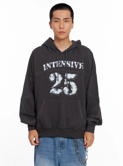 mens-stitched-graphic-hoodie-is510 / Dark gray
