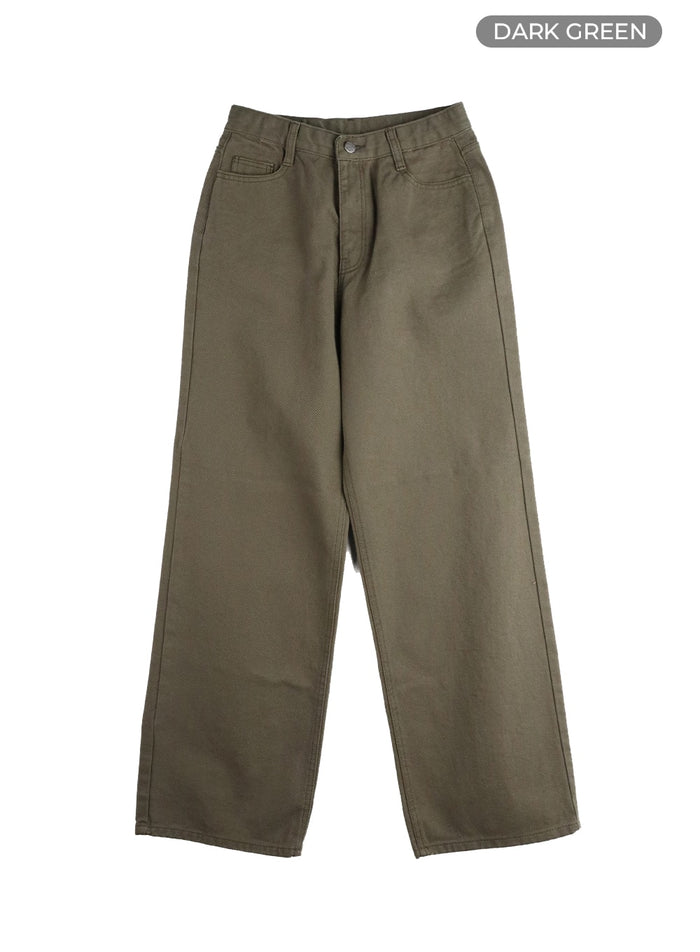 solid-straight-leg-trousers-im414 / Dark green