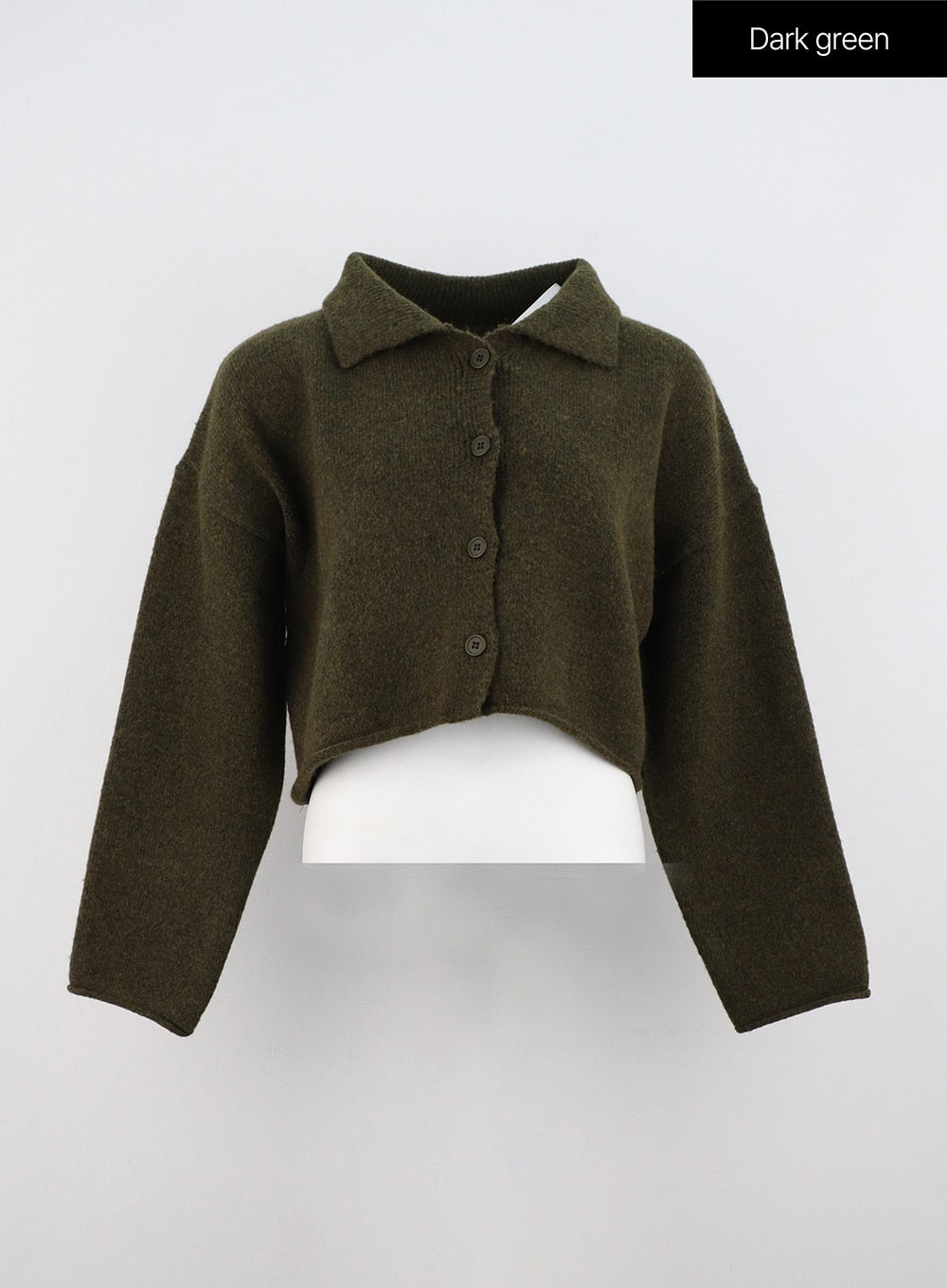 collar-crop-cardigan-in314 / Dark green