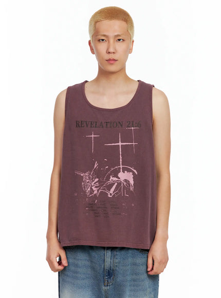 mens-graphic-sleeveless-top-il511 / Dark pink