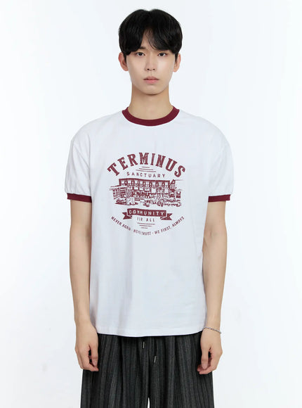 mens-contrast-graphic-shirt-il529 / Dark red