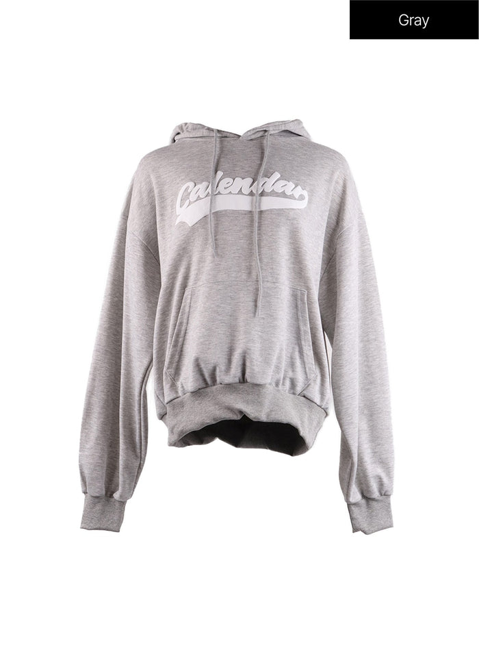oversized-graphic-lettering-hoodie-if408 / Gray