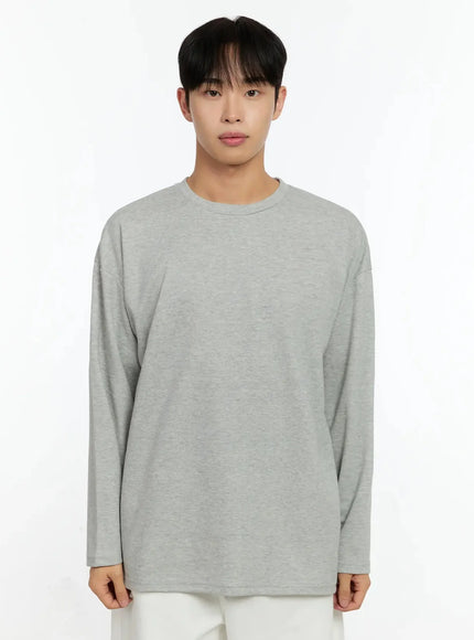 mens-oversized-basic-long-sleeve-top-in506 / Gray