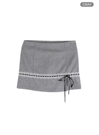 lace-trim-mini-skirt-im404 / Gray