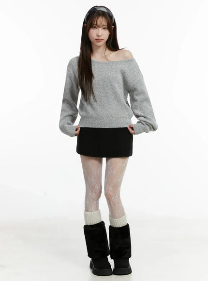 wide-neck-crop-sweater-id525 / Gray